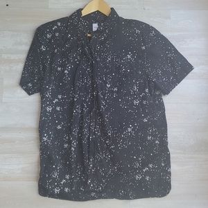 Black Button Down with Paint Pattern